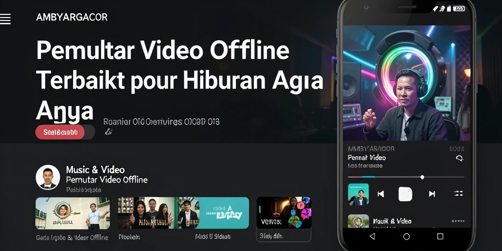 Tampilan antarmuka AMBYARGACOR saat memutar video offline.