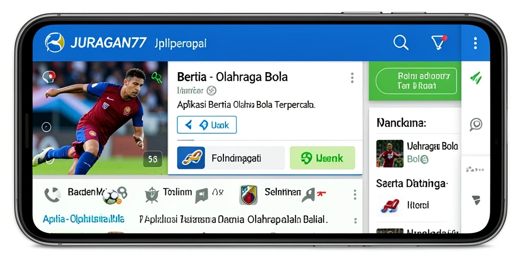 Antarmuka JURAGAN77 yang modern dan informatif untuk berita olahraga bola.