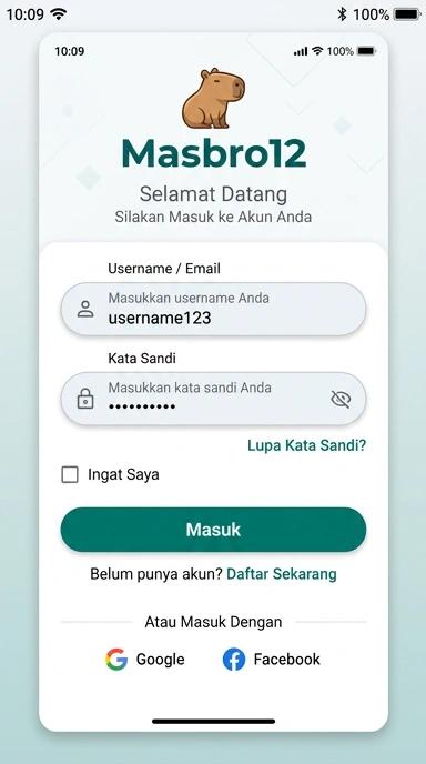 Tampilan halaman login masbro12